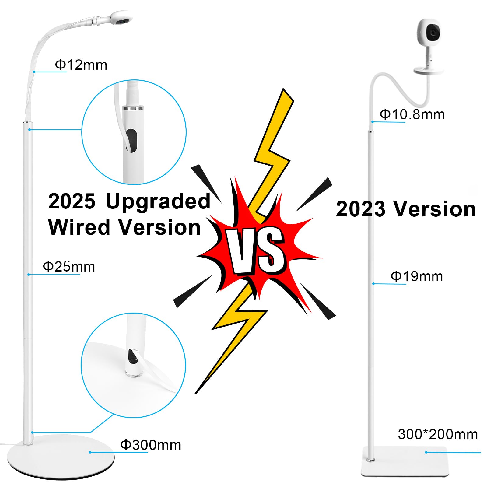 Didalo Floor Stand for Nanit Pro Baby Monitor, Gooseneck Swivel Holder Mount with Adjustable Height and Stable Base, Without Tools or Wall Damage(Camera not Included)