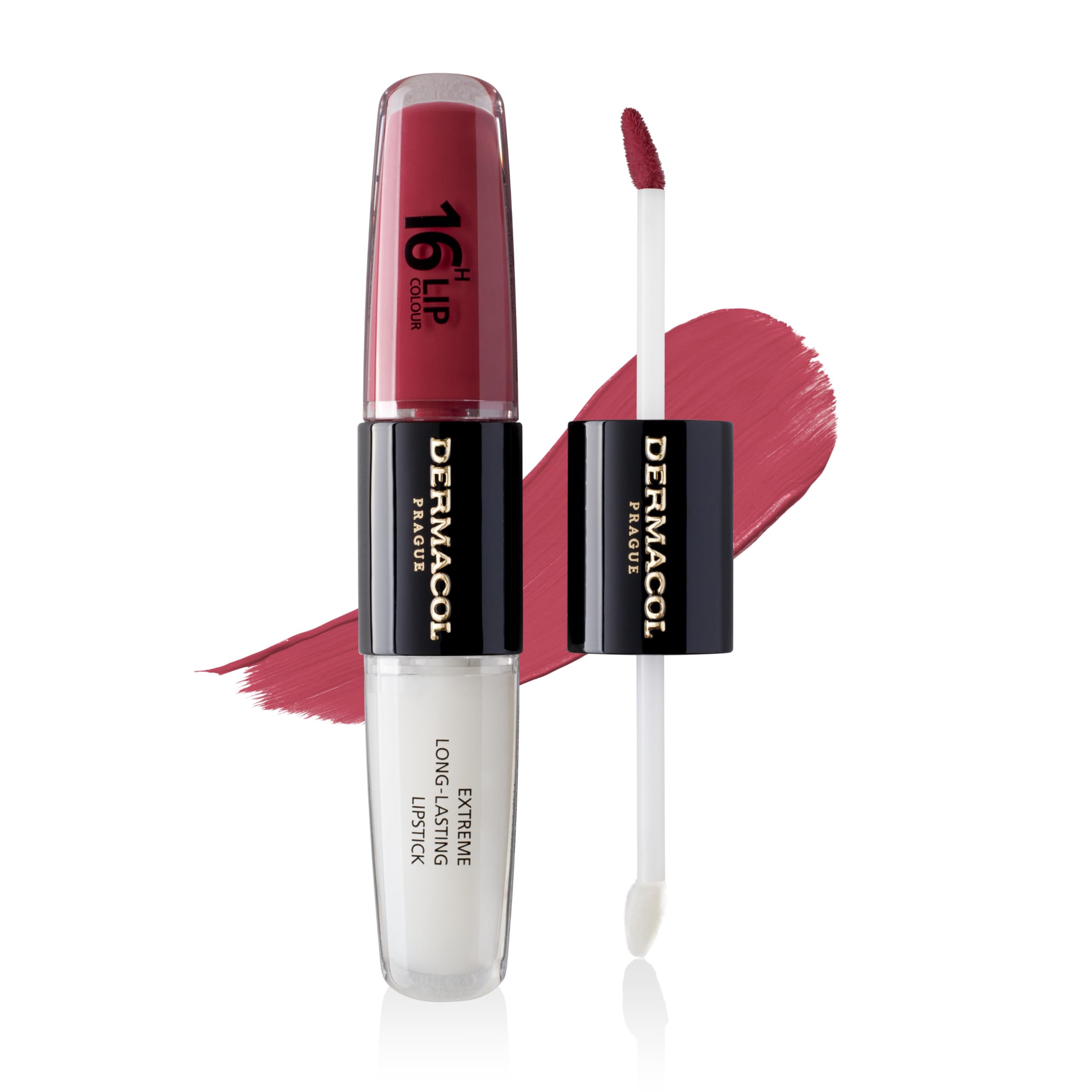 NEW Dermacol - 16-Hour Lip Colour, Highly Pigmented Glossy Lip Stain, Two-Phase Lip Plumper Gloss, Kissproof Lip Makeup Products with Matte and Glitter Finish, n.6