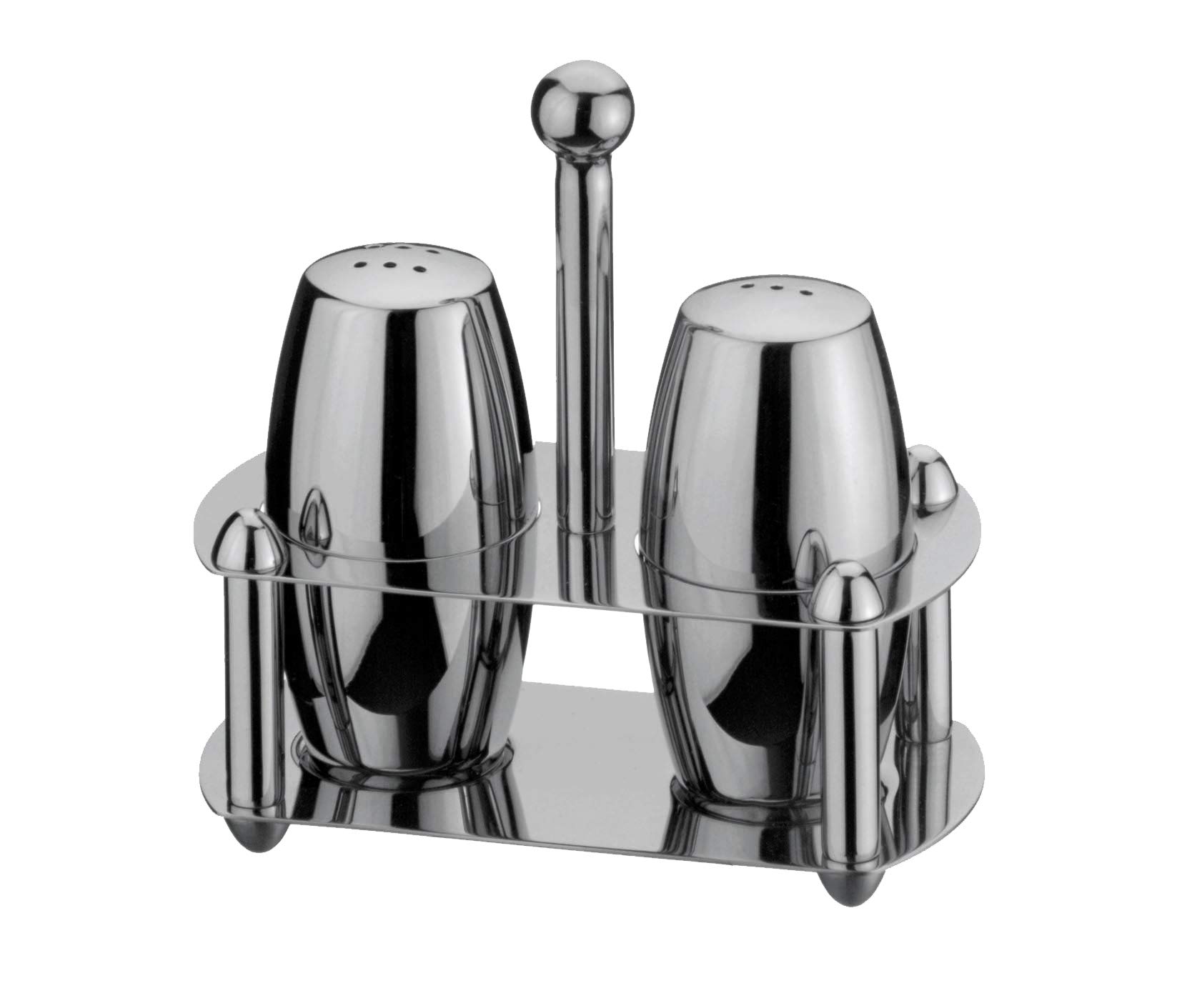 Grunwerg Bellux Collection Stainless Steel Cruet Set with Stand