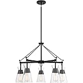 Savoy House 1-1832-5-89 Lakewood Mid-Century Modern Vintage Clear Glass Chandelier, 5-Light 300 Total Watts, 20" H x 28" W, M
