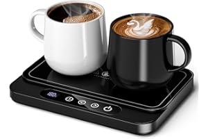 Misby Coffee Mug Warmer, 50W Large Heating Panel Mug Warmer with 6-Temp Settings, 8H Auto Shut-Off, 12H Timer, Ultra-Thin Design, Coffee Warmer for Desk, Ideal for Home, Office, and Travel (Black)