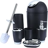 Shine Bathroom Set 6 Piece Accessory Black Waste Bin 4L Soap Dish Dispenser view 2