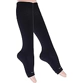 SocksLane Toeless Cotton Compression Socks, 15–20 mmHg Graduated Support, Knee-High Medical Compression (Black X/L)