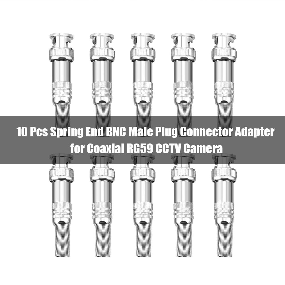 10 Pcs BNC Male Coaxial Connectors Screw-lock Terminal Adapter for CCTV Home Security Surveillance Camera