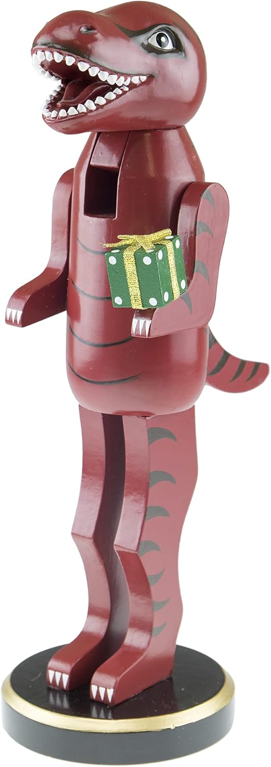 Nutcrackers - Clever Creations Red Dinosaur 12 Inch Traditional Wooden Nutcracker, Festive Christmas Décor for Shelves and Tables