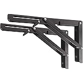 Folding Shelf Brackets - Heavy Duty Metal Collapsible Shelf Bracket for Bench Table, Shelf Hinge Wall Mounted Space Saving DI