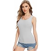 Rosyline Tank Tops for Women with Built in Bra Sleeveless Ribbed Shirts Scoop Neck Slim Fitted Top