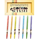 TinyTAN BTS Merchandise Official Licensed Kpop Merch Character Ballpoint Pen, 0.5mm, (1 Pack of 7 Pens) (Dynamite Ver.)