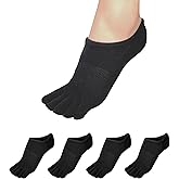Soxsense No Show Toe Socks Premium Cotton for Women, Align Toes Five Finger Liner Low Cut Thin Socks for Bunion, (4 Pairs)