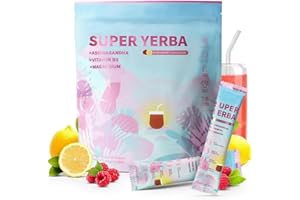 JTEVEWEU Super Yerba Mate Instant Tea Powder with Prebiotics & Probiotics丨Raspberry Lemonade Flavor for Gut Health丨30 Servings