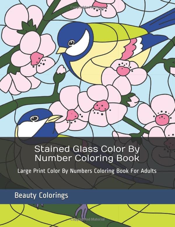 Stained Glass Color By Number Coloring Book: Large Print Color By Numbers Coloring Book For Adults (Adult Color By Numbers)