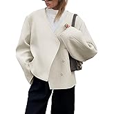 Cicy Bell Womens Cropped Wool Jackets Fall V Neck Short Pea Coats Single Breasted Outerwear Winter Outfits
