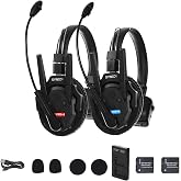 SYNCO Xtalk XPro2 Wireless Intercom Headset System for 2 Users, 500m | Full-Duplex Talk for 2 Users, ENC 2.0, Dual Antennas, 500m Range, 24-Hour Replaceable Battery and 3.5mm Monitoring