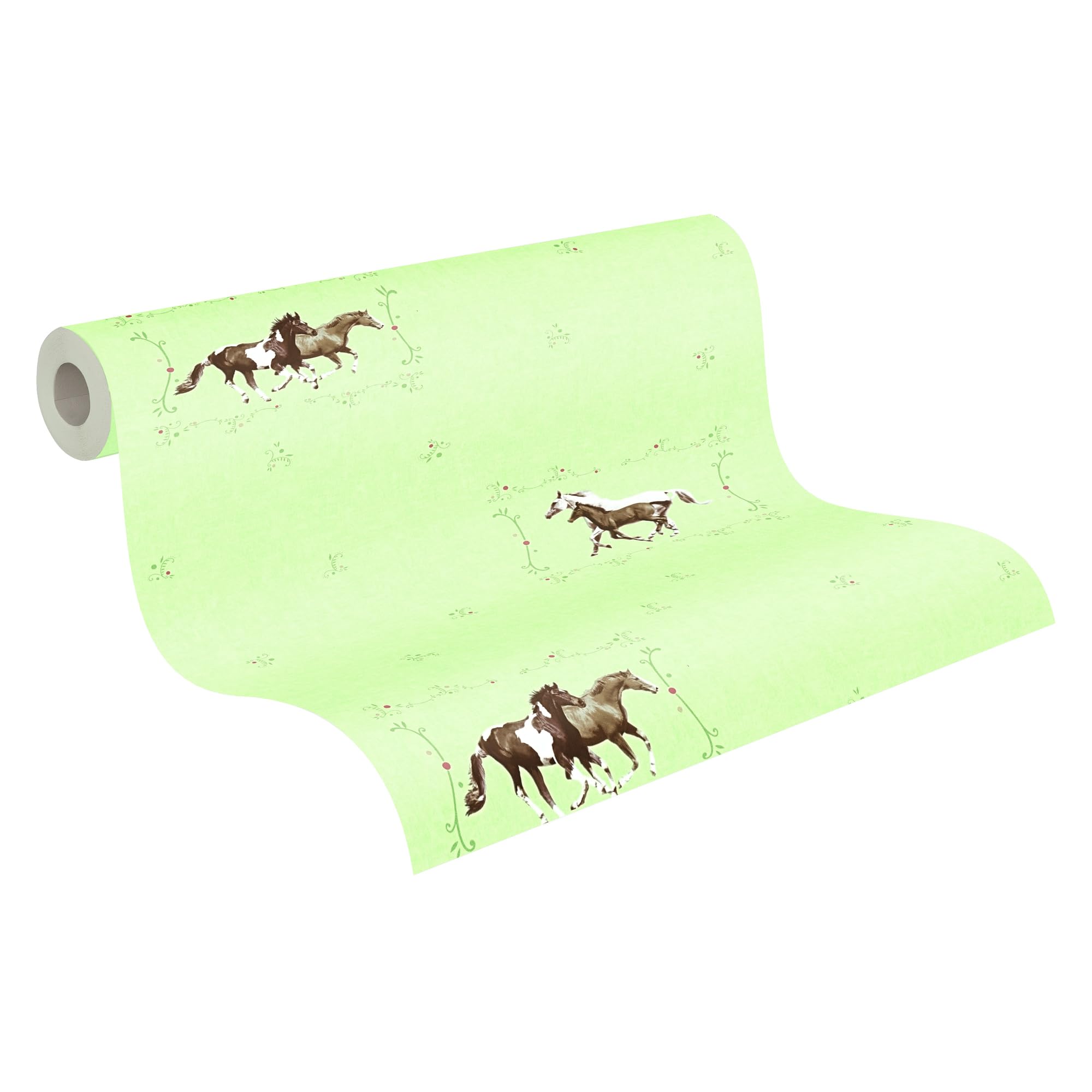 Animal Wallpaper for Kids Little Stars Non-Woven Wallpaper 10.05 m x 0.53 m Green Brown White Made in Germany by Livingwalls 358371 35837-1