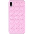 DMaos Compatible with iPhone Xs Max Case for Women, 3D Pop Bubble Heart Kawaii Gel Cover, Cute Girly for iPhone 10s Max 6.5 Inch - Pink