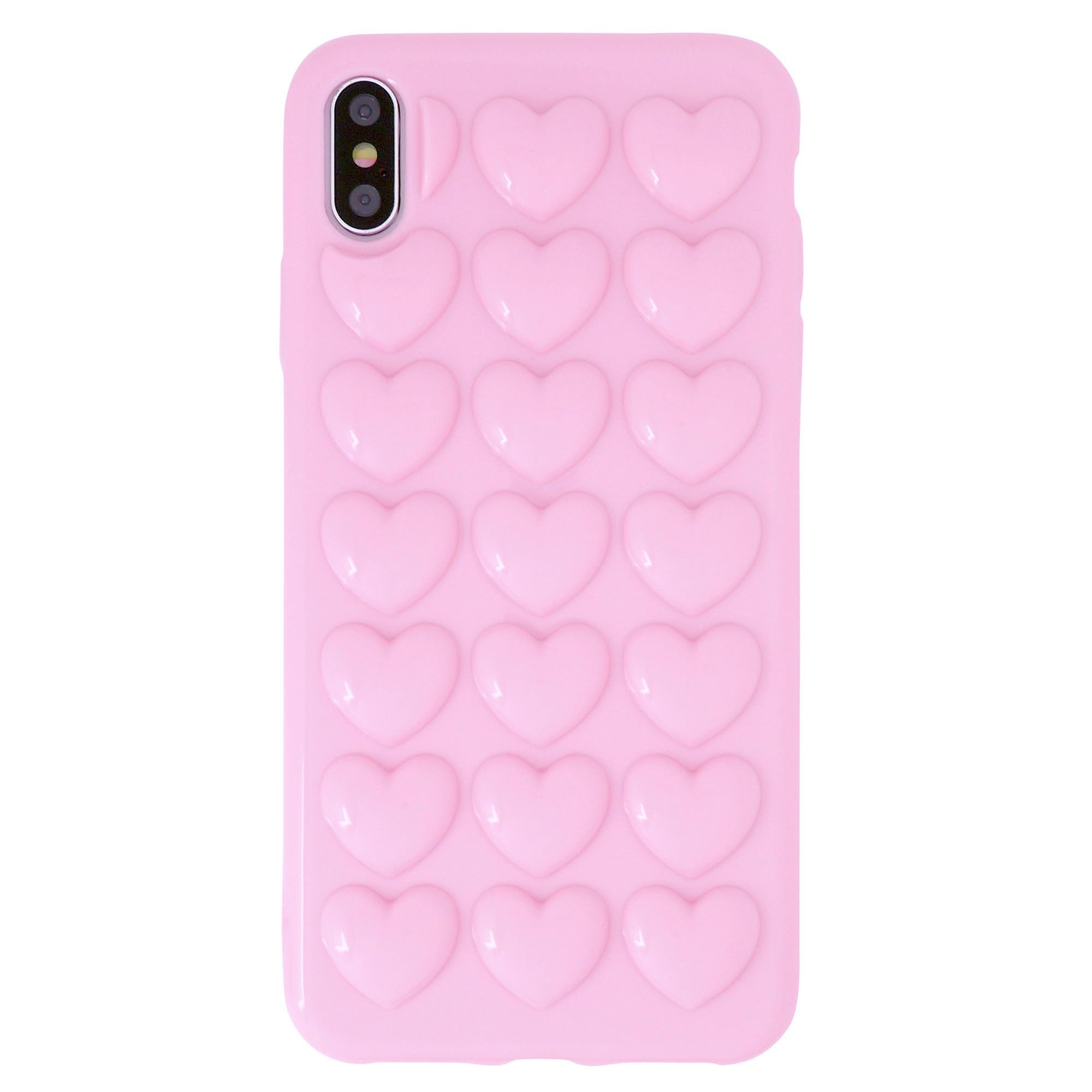 DMaos iPhone Xr Case for Women, 3D Pop Bubble Heart Kawaii Gel Cover, Cute Girly for iPhone 10r 6.1 inch - Pink — image 1