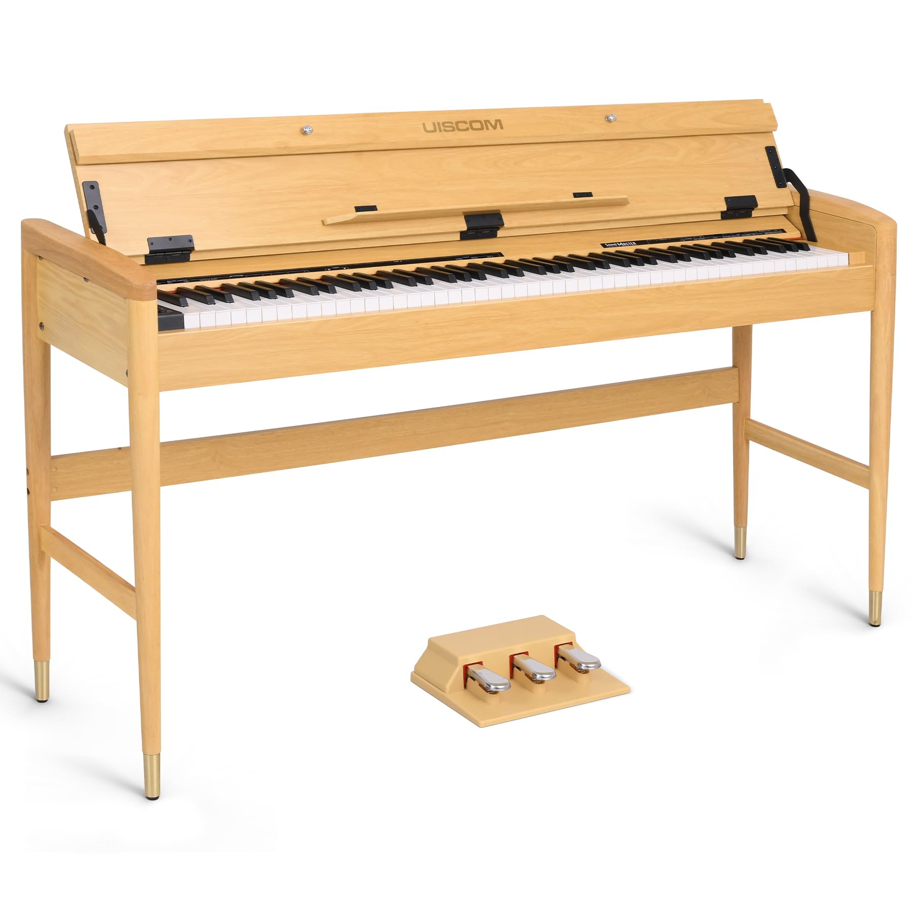 Photo 1 of UISCOM 88-Key Wooden Digital Piano Heavy Hammer Keyboard - Full-Size Weighted Electric Piano for Beginners with Sheet Music Stand, Triple Pedal, Power Adapter, and USB-MIDI Support-Apricot
