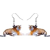 DUOWEI Acrylic Tiger Earrings Dangle for Women Double Sided