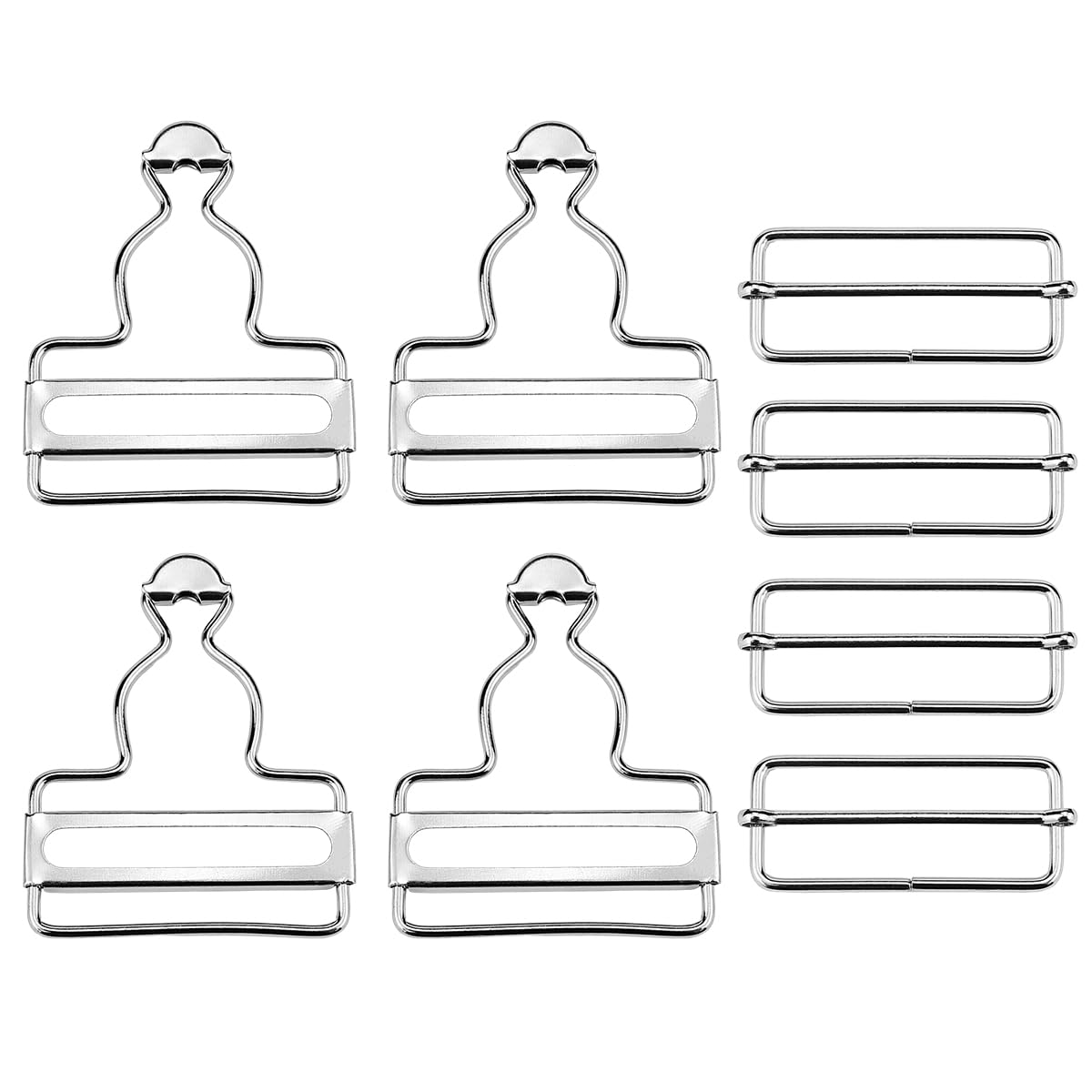 FERCAISH 4 Sets Dungaree Buckles Replacement Braces Buckles Adjustable Sliding Buckle Metal Dungaree Buckles and Fasteners for Braces Jeans Overall Bib Button Accessories (Silver), silver, 5,8 *4,5cm