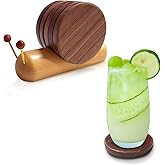 Wooden Coasters for Drinks, Funny Coasters 5 Pcs Cute Snail Natural Wood Coaster Set with Holder Bar Coaster Decorative for Coffee Table Desk Modern Home Decor Housewarming Gifts(2.75 × 2.75 inches)