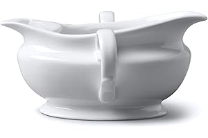 WM BARTLEET & SONS 1750 Traditional Porcelain Gravy Boat Fat Separator with Two Handles, Wm Bartleet & Sons, White (300ml)