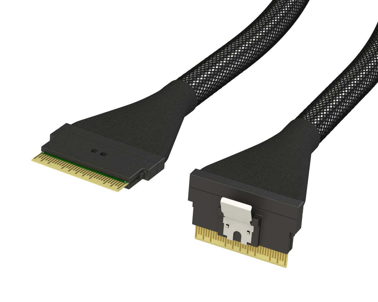 LINKUP Slim SAS SFF-8654 8i Straight to SFF-8654 8i Straight Up 24Gbps High Speed SAS 4.0/PCIe 4.0 Cable for 85ohm PCIe Application (NVMe SSD Slimline) 32AWG Sleeved Jacket - 075cm