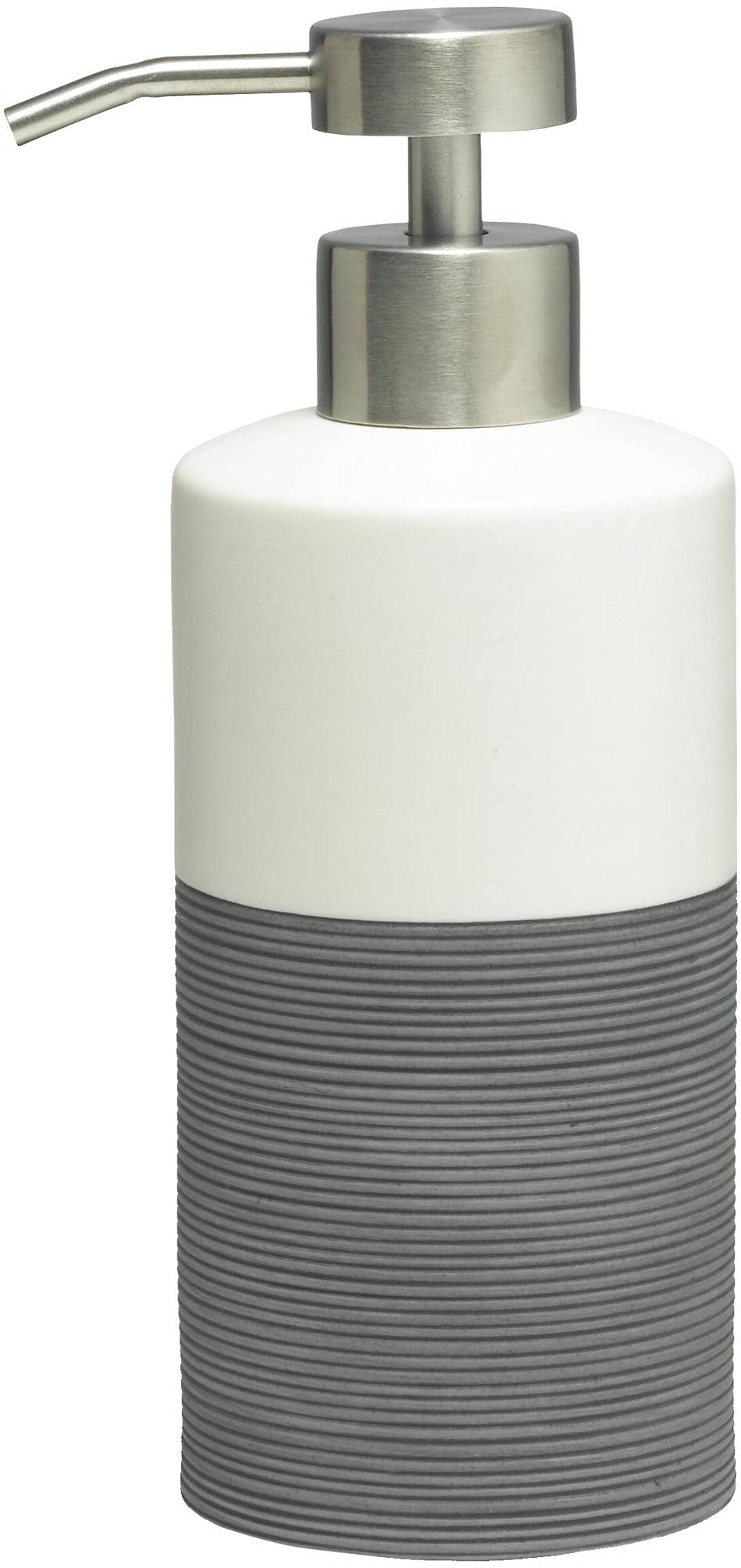 Sealskin Doppio Soap Dispenser, Porcelain, Grey, 8.5 x 18 x 6.7 cm