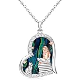 Jewlikee Reading Book Necklace for Women Sterling Silver Black Cat Necklace Reading Gifts Heart Pendant Readers Lovers Graduation Jewelry Bookworm