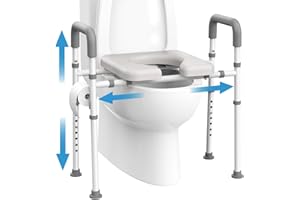Agrish Raised Toilet Seat with Handles, FSA/HSA Eligible Toilet Seat Risers for Seniors - with Adjustable Height & Width, 500lb Handicap Elevated Toilet Seat for Elderly, Fit Any Toilet
