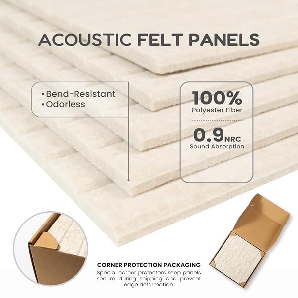 FELTIVA FELT BULLETIN BOARD TILES – 12X12 INCH CORK WALL PANELS, PACK OF 12, COVERS 36X48 INCHES, 50 ADHESIVE TABS AND BUBBLE LEVEL, POLYESTER MATERIAL – DESERT IVORY