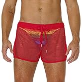 FIROTTII Mens Mesh Shorts Sexy Boxers See Through Boxers for Men