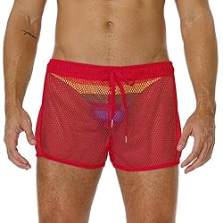 FIROTTII Mens Mesh Shorts Sexy Boxers See Through
