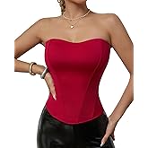 Lingt Chic Women's Strapless Corset Top Fishbone Boning Padded Bust Bustier with Adjustable Zipper Body Shaping Tube Top