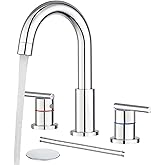 Faustina Chrome Bathroom Faucet,8 Inch Widespread Bathroom Faucets for Sink 3 Hole/Double-Handle 4 Inch 8 Inch Bathroom Faucet with Drain Assembly Stainless Steel Vanity Faucet Basin Mixer Tap