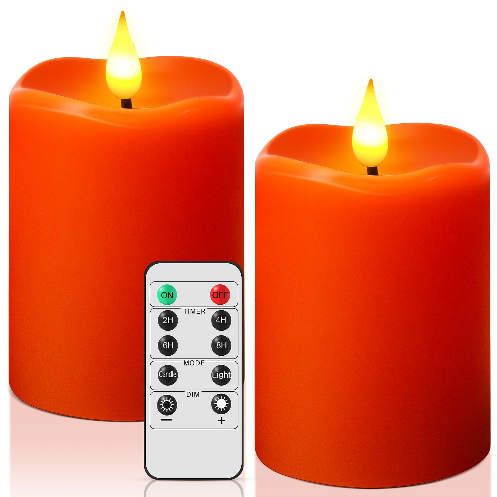 Photo 1 of Retisee 3 x 4 Inch LED Fall Candles with Remote Timer Flickering Real Wax Battery Thanksgiving Operated Candles for Home Decor(Orange Color, 2 Pcs)