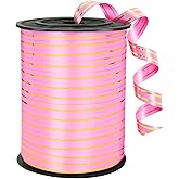 WFAUIBR Pink and Gold Curling Ribbon, 219 Yard Balloon Ribbon for Craft, Wedding, Florist Flower (1 Roll)