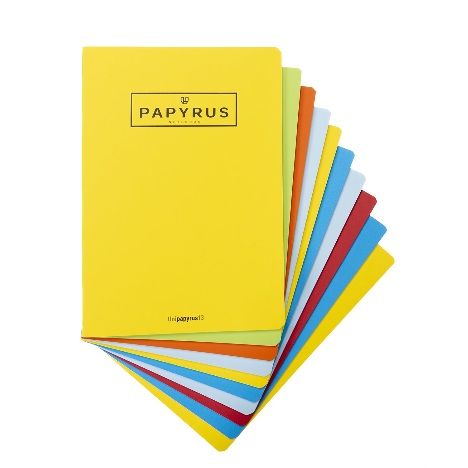 Unipapel 98430599 Pack of 10 Stapled Notebooks A5+, 48 Squared Sheets 4 x 4, 90 g, Embossed Cover, Unipapyrus 13, Random Assorted Colours