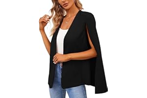 EGOCKAL Women's Cape Blazer Split Long Sleeve Open Front Blazer Jacket Business Casual Suit Tops Cardigan Coats