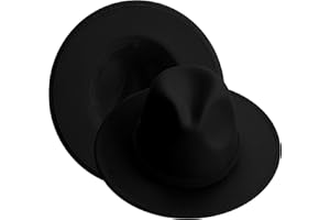 KUJUHA Women Men Wide Brim Fedora Hat