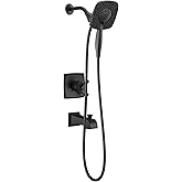 Delta Ashlyn 17 Series Matte Black Dual-Function Shower Faucet Set with In2ition 2-in-1 Dual Shower Head with HandHeld Spray Combo, Valve Trim Kit, Matte Black T17464-BL-I (Valve Not Included)