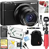 Sony RX100 V 20.1 MP Cyber-shot Digital Camera w/ 3" OLED DSC-RX100M5A + 64GB SDXC Memory Dual Battery Kit + Accessory Bundle