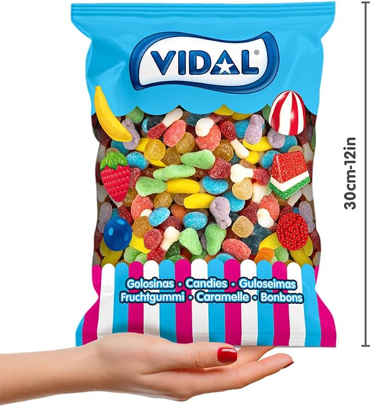 Golosinas. Mini Mix Azúcar. Surtido de golosinas con forma de frutitas mini recubiertas de azúcar. Multicolor. Sin Gluten. Bolsa 1 kg — foto 4 de 6