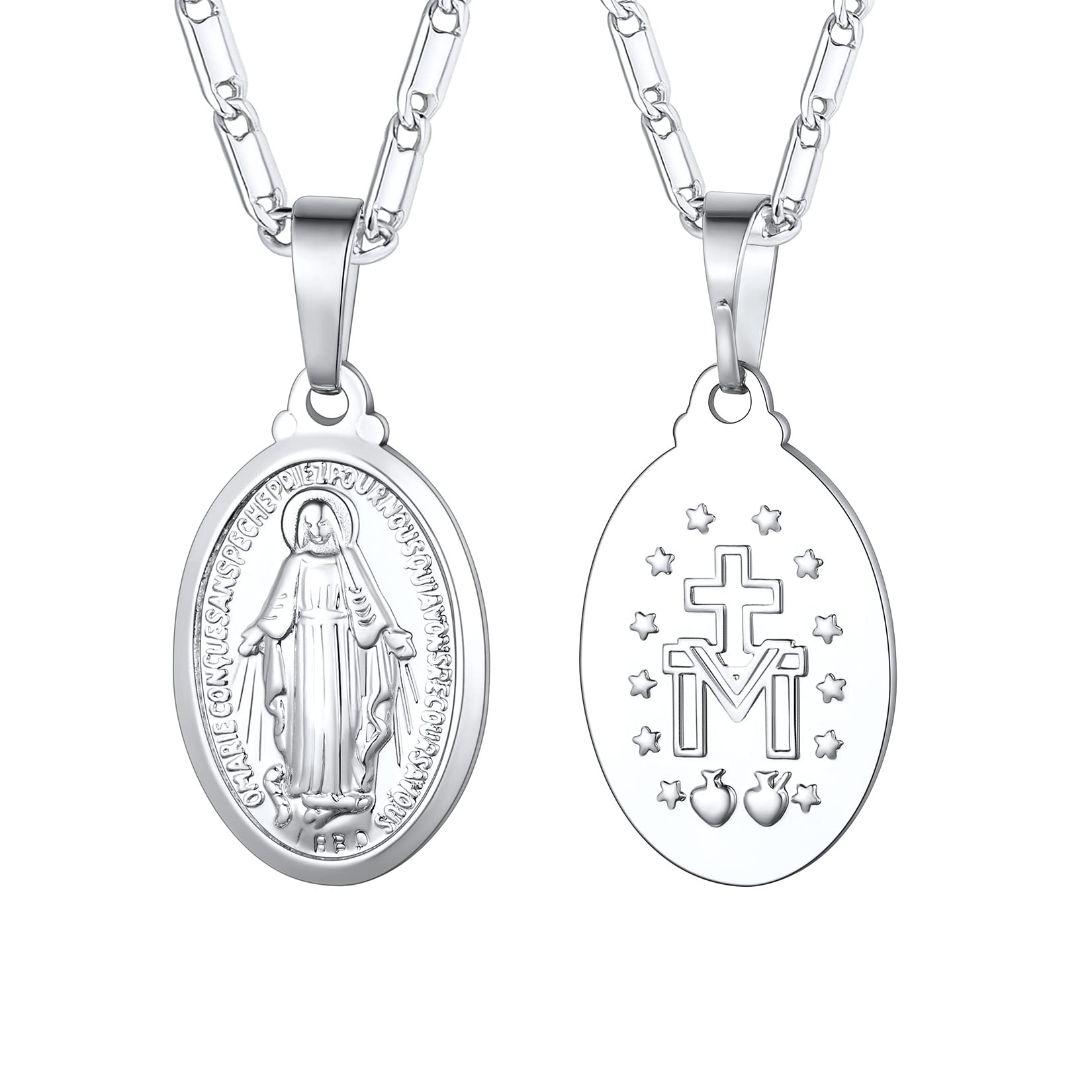U7 Catholic Gift Platinum Plated Oval Lady of