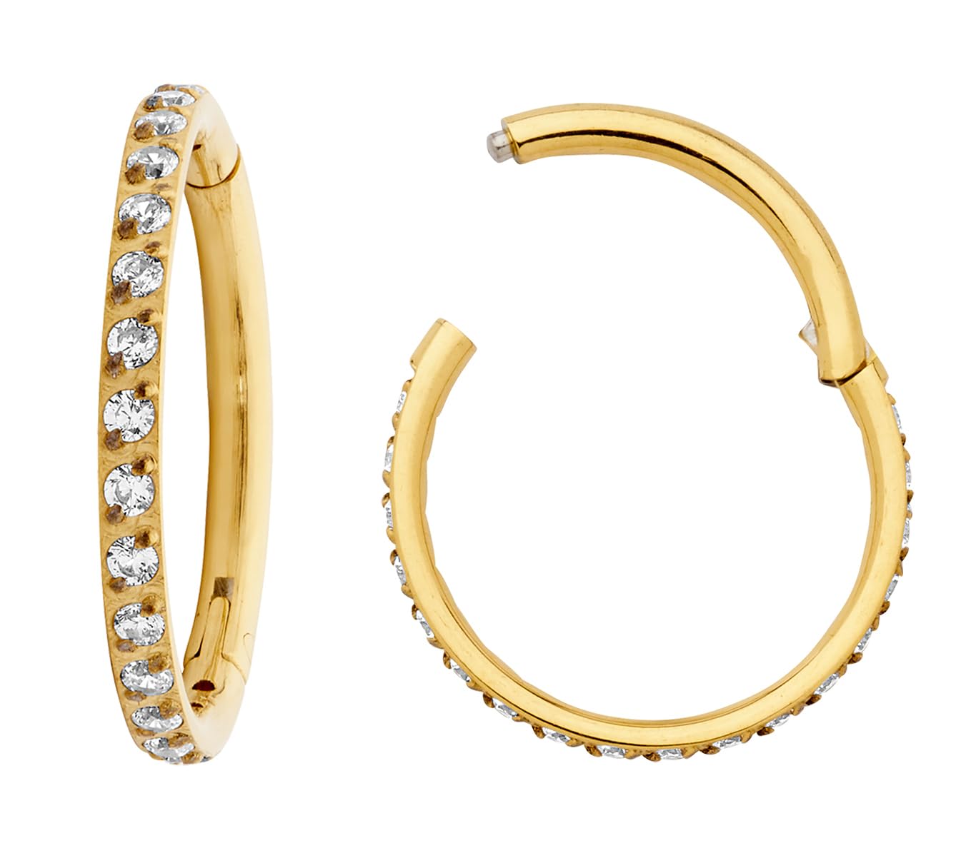 365 SLEEPERS 16G Titanium 6mm - 14mm Gem Hinged Segment Ring Helix Tragus Septum Clicker Nose Lip Hoop Unisex Earring Body Piercing Jewellery (8mm)