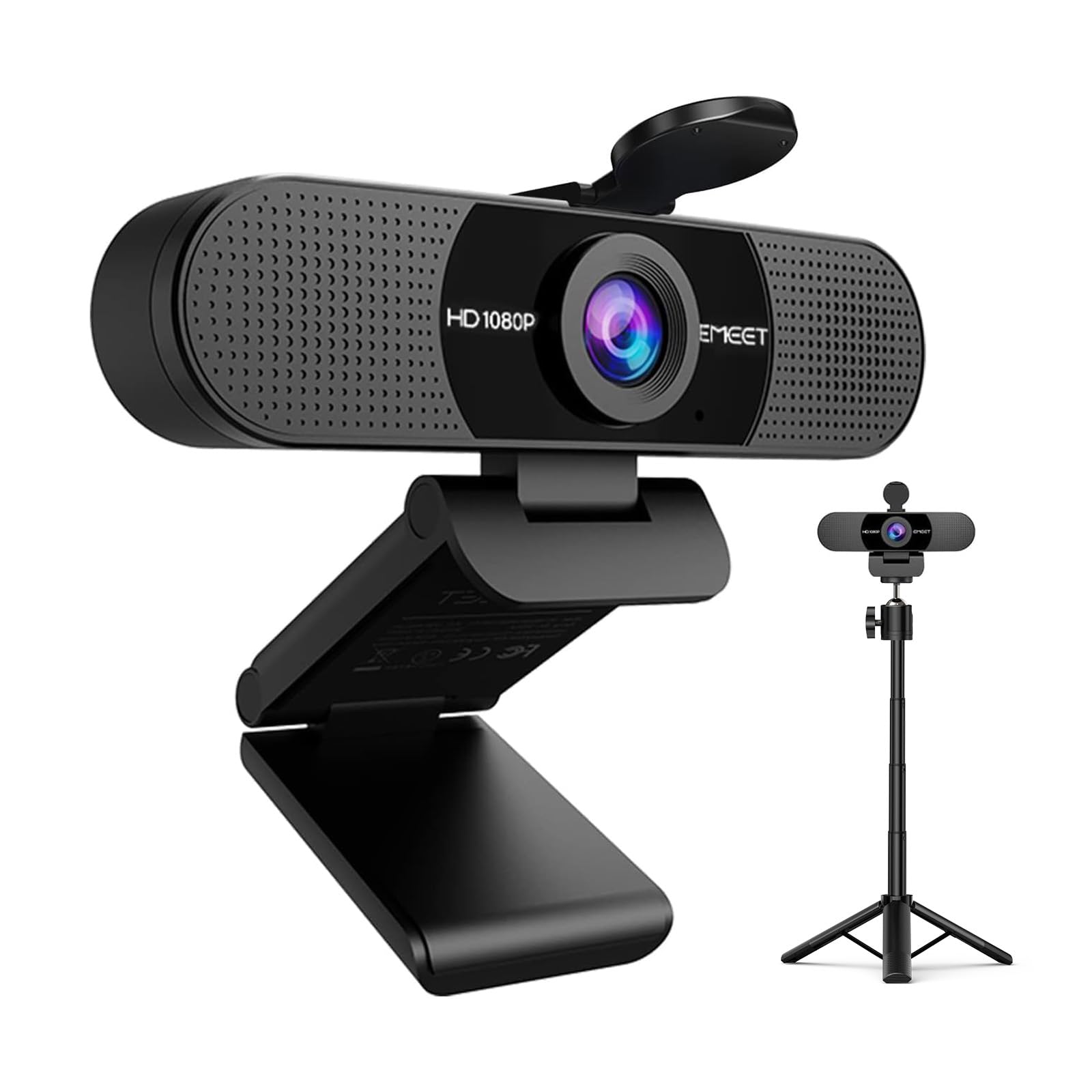 EMEET C960 Webcam with Tripod, 1080p Webcam with Microphone, Adjustable Height Mini Tripod, C960 Web Camera with Privacy Cover, Plug & Play Web Cam with Stand for Zoom/Teams/YouTube/FaceTime