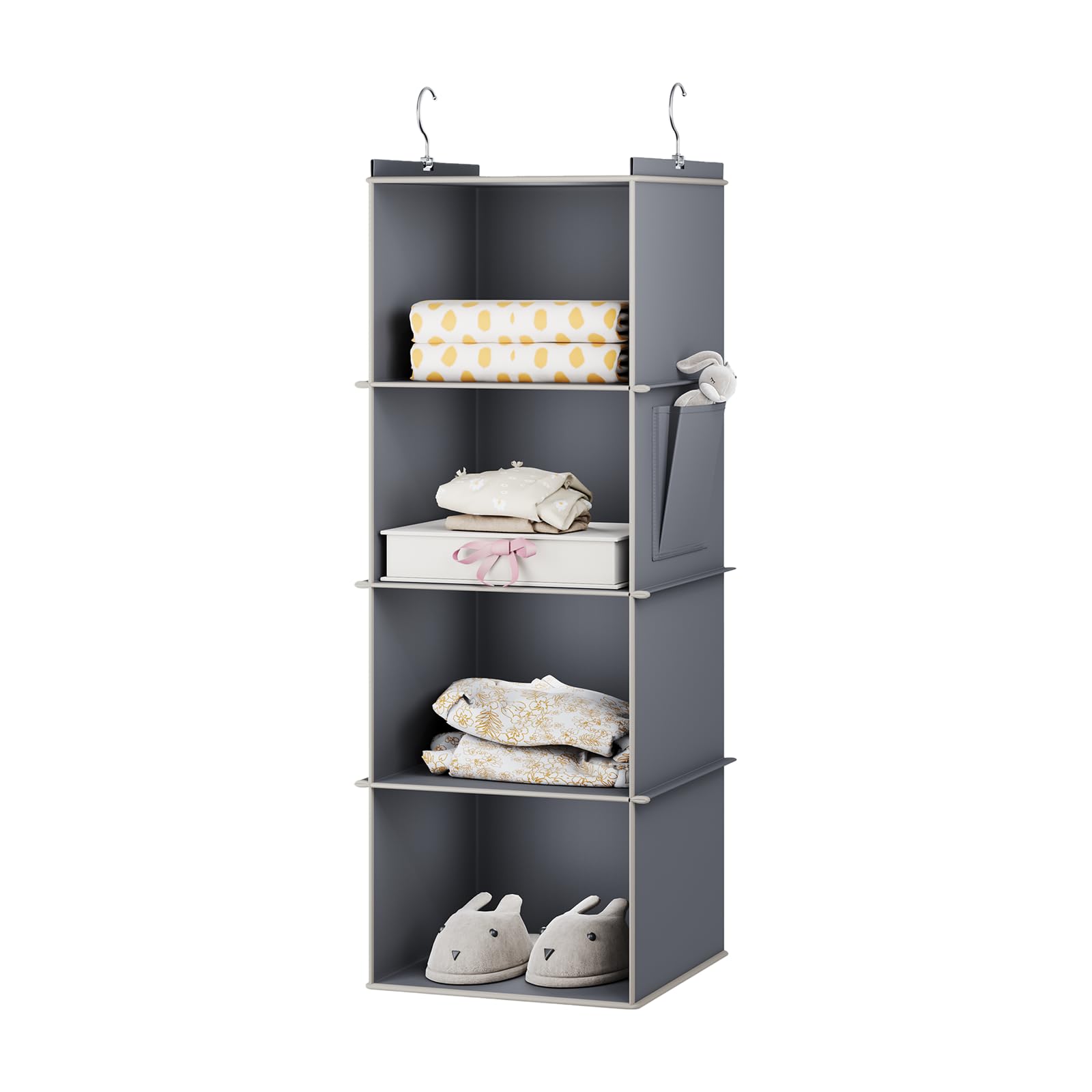 Photo 1 of YOUDENOVA Hanging Closet Organizer, 4-Shelf Closet Hanging Storage Shelves, Grey