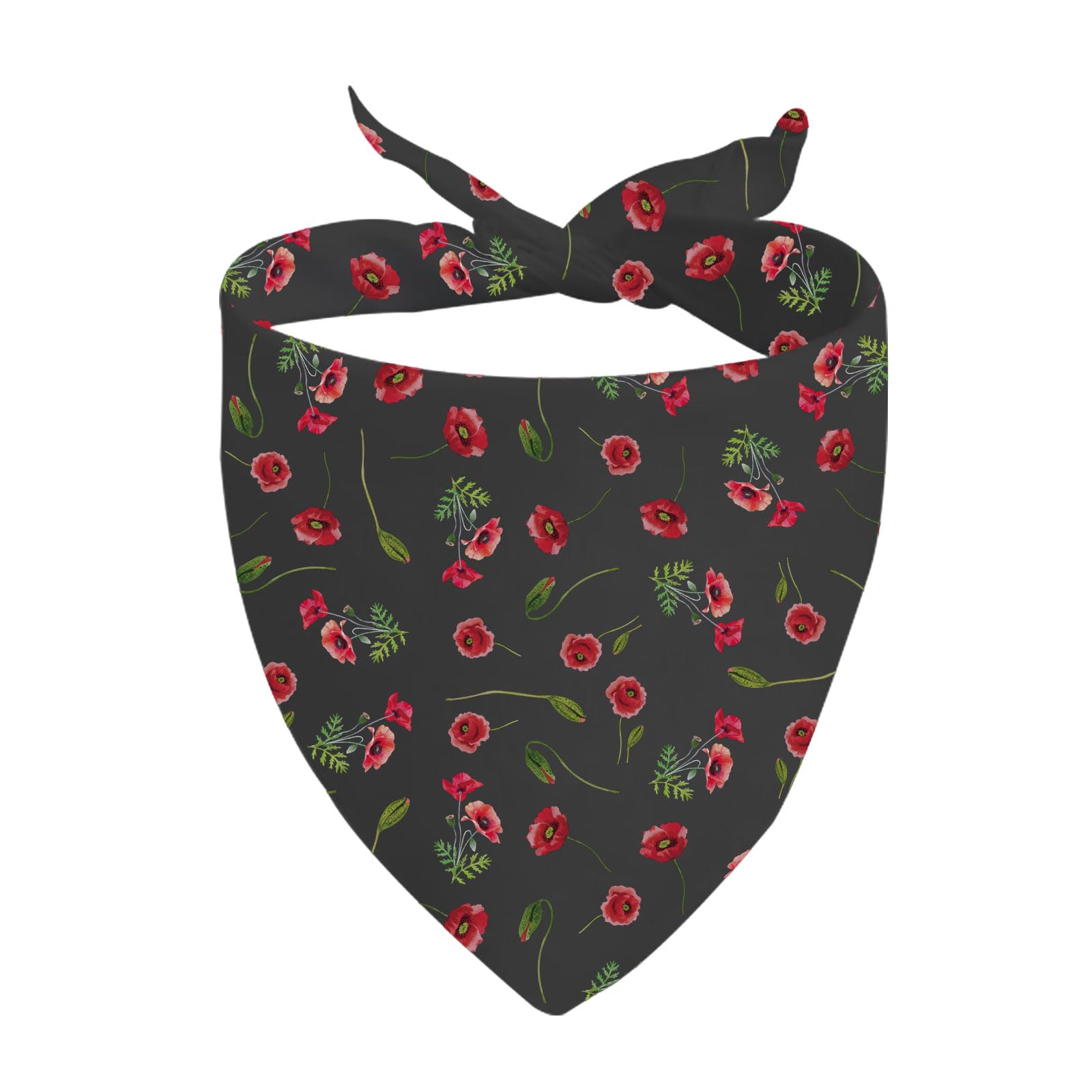 CENWA 1 Piece Poppy Print Dog Bandanas Summer Dog Bandana Floral Poppy Over the Collar Dog Bandana (Poppy Print D)