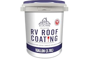 ECOCHME RV Roof Sealant- Solar Reflective Flexible Waterproof Membrane Coating for Camper & Travel Trailers,Seal Leaks,Cracks,Seams,No Need Primer (1Gallon)
