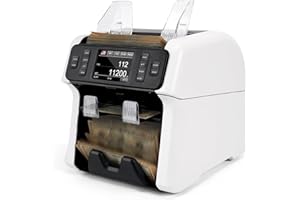 NUCOUN Mixed Denomination Money Counter Machine,Mixed Value Bill Counter and Sorter,with Reject Pocket,Multi Currency Note Counter,Counterfeit Detection 2 CIS/UV/MG/IR,4 inch Touch Screen,SN Record