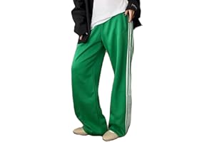 UAURORAO Women Y2k Track Pants Baggy Striped Joggers Sweatpants Elastic Waist Color Block Parachute Pants with Pockets